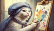 An artist's cat draws a picture