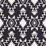 Fototapeta Do przedpokoju - Aztec southwest black and white pattern. Vector monochrome aztec geometric shape seamless pattern southwestern style. Ethnic geometric pattern use for textile, home decoration elements, upholstery.
