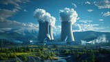 Fototapeta Sport - Harnessing the Atom: Nuclear power plants generate electricity through controlled nuclear reacti