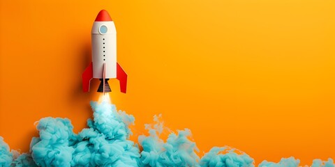 Rocket Launch for Digital Marketing Milestones and Campaign Success