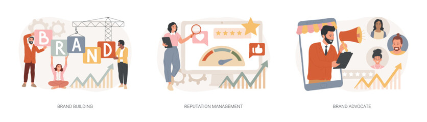 Poster - trademark public relations isolated concept vector illustration set.