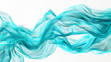 Poster - A bright cyan wave, fresh and vibrant, flowing dynamically over a white canvas, captured in a detailed ultra high-definition photo.