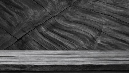 Poster - wood black table background dark texture top view space gray luxury blank for design