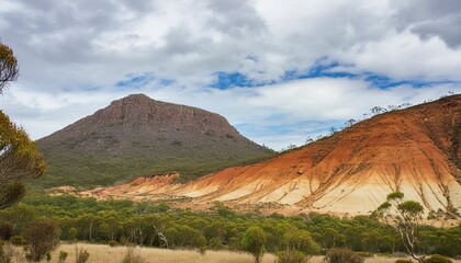 Wall Mural - colorful mountain in australia with cloudy sky