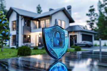 Poster - Home safeguard: holographic shield on private property.