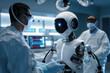 High precision programmable humanoid robots used by surgeons in high tech hospitals AI Generative