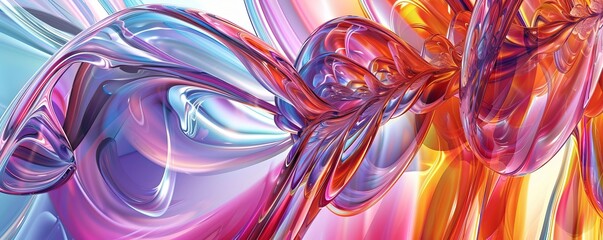 Poster - Colorful Glass 3D Object, abstract wallpaper background