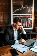 Financial Advisor Examining Investment Data and Charting Financial Strategies