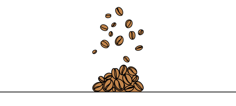One continuous line draws coffee beans. Coffee logo, icon