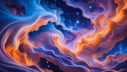 Wall Mural - bold cosmic nebula artwork presenting swirling shades of blue purple and orange