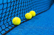 Three paddle tennis ball near the net, racket sports