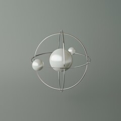 Poster - minimalist 3d rendering of a hydrogen atom: a conceptual depiction of the basic unit of matter