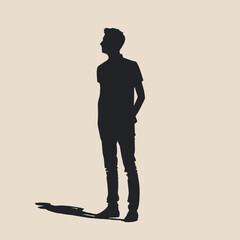 Wall Mural - Man standing silhouette black flat vector design