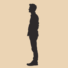 Wall Mural - Man standing silhouette black flat vector design