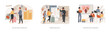 © Vector Juice - Movement of people isolated concept vector illustration set.