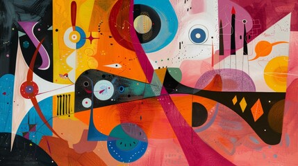 Aufkleber - A playful abstract composition featuring whimsical shapes and patterns.