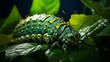 Vector illustration of a caterpillar on a leaf.