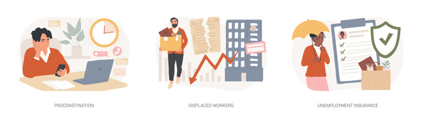Poster - Business termination isolated concept vector illustration set.