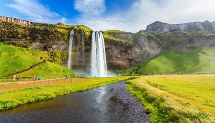 Wall Mural - seljalandsfoss waterfall in iceland