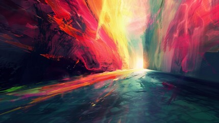 Wall Mural - An abstract digital painting exploring the interplay of light and shadow.