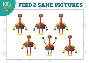 Wall Mural - Find two same pictures kids game vector illustration