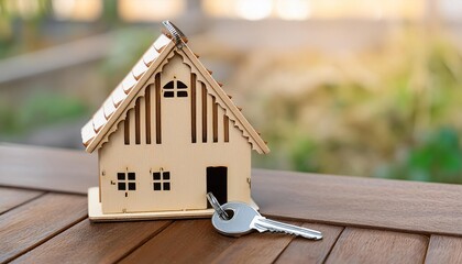 A small model house with a key