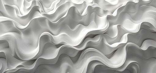 Sticker - White background with textured wavy shapes with soft shadows creating a modern pattern