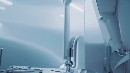 Poster - A robotic hand efficiently operates a machine in a hospital, enhancing patient care, A medical robot performing a delicate surgery