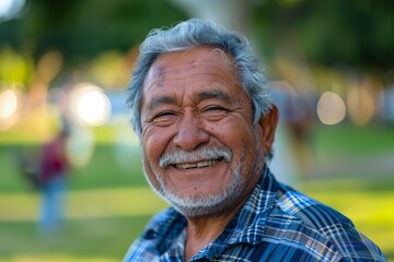 Wall Mural - Smiling hispanic senior man looking at the camera