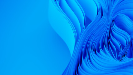 Poster - Blue layers of cloth or paper warping. Abstract fabric twist. 3d render illustration