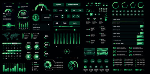 Aufkleber - a set of high-tech interface components. electronic panel display displays abstract graphics and inf