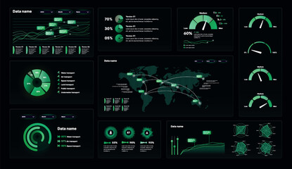 Aufkleber - a set of high-tech interface components. electronic panel display displays abstract graphics and inf