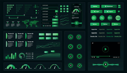 Aufkleber - a set of high-tech interface components. electronic panel display displays abstract graphics and inf