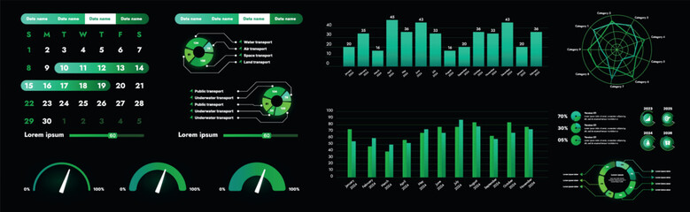 Aufkleber - a set of high-tech interface components. electronic panel display displays abstract graphics and inf