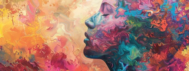 Fototapete - An abstract representation of emotions, using color, shape, and texture to convey mood.