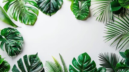 Wall Mural - green leaves against a pristine white background, emphasizing their natural beauty.