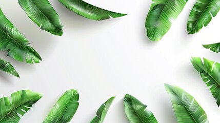 Wall Mural - green leaves against a pristine white background, emphasizing their natural beauty.