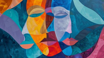 Fototapete - An abstract representation of emotions, using color, shape, and texture to convey mood.
