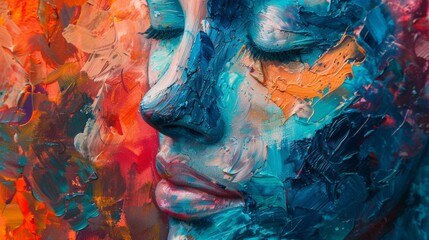 Fototapete - An abstract representation of emotions, using color, shape, and texture to convey mood.
