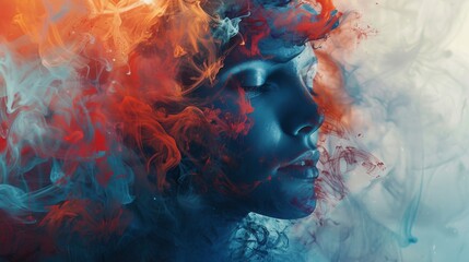 Fototapete - An abstract representation of emotions, using color, shape, and texture to convey mood.