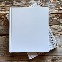 Poster - A white book sits on top of another book. The white book is empty and has no writing on it. The scene suggests a sense of calm and simplicity