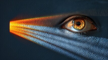 Wall Mural -   A close-up of a person's eye with light emanating from their iris