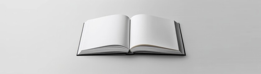 Poster - A book is open to a blank page. The book is black and white