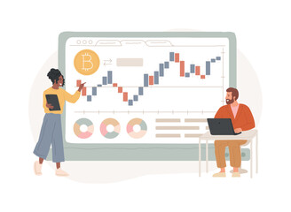 Poster - Cryptocurrency trading desk isolated concept vector illustration.