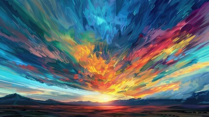 Sticker - Colorful sunset sky. Generative AI