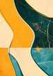 © MDNANNU - Abstract background with mustard yellow marble and teal veins, embellished with vintage typographic elements