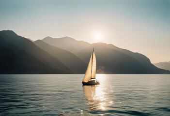 'sea sailboat sunlight mountains evening big adventure beautiful luxury background summer vacation active mediterranean boat sport holiday travel yachting blue nature yacht ship ocean'