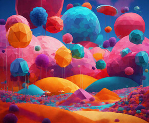 Wall Mural - balloons in the sky,a background filled with randomly scattered mixed colors, invoking a sense of spontaneity and creative expression.