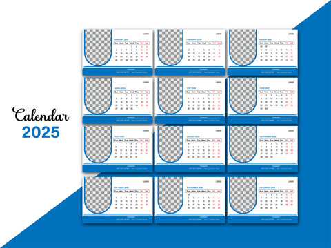 Business Desk calendar 2025 template.