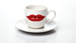 coffee cup with lipstick mark at edge isolate clear white background